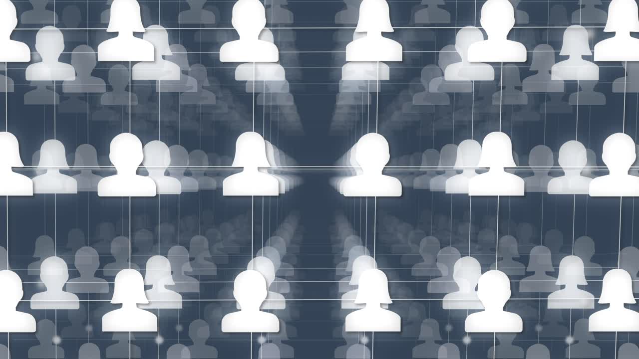 서로 연결된 큰 사회의 추상적인 애니메이션