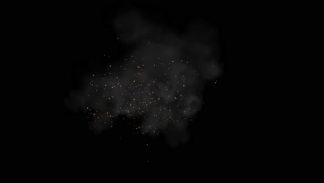 smoke cloud with sparks and dust on black background 2d visual effects animation