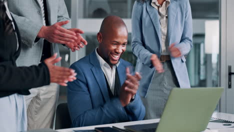 business team celebrating success with applause