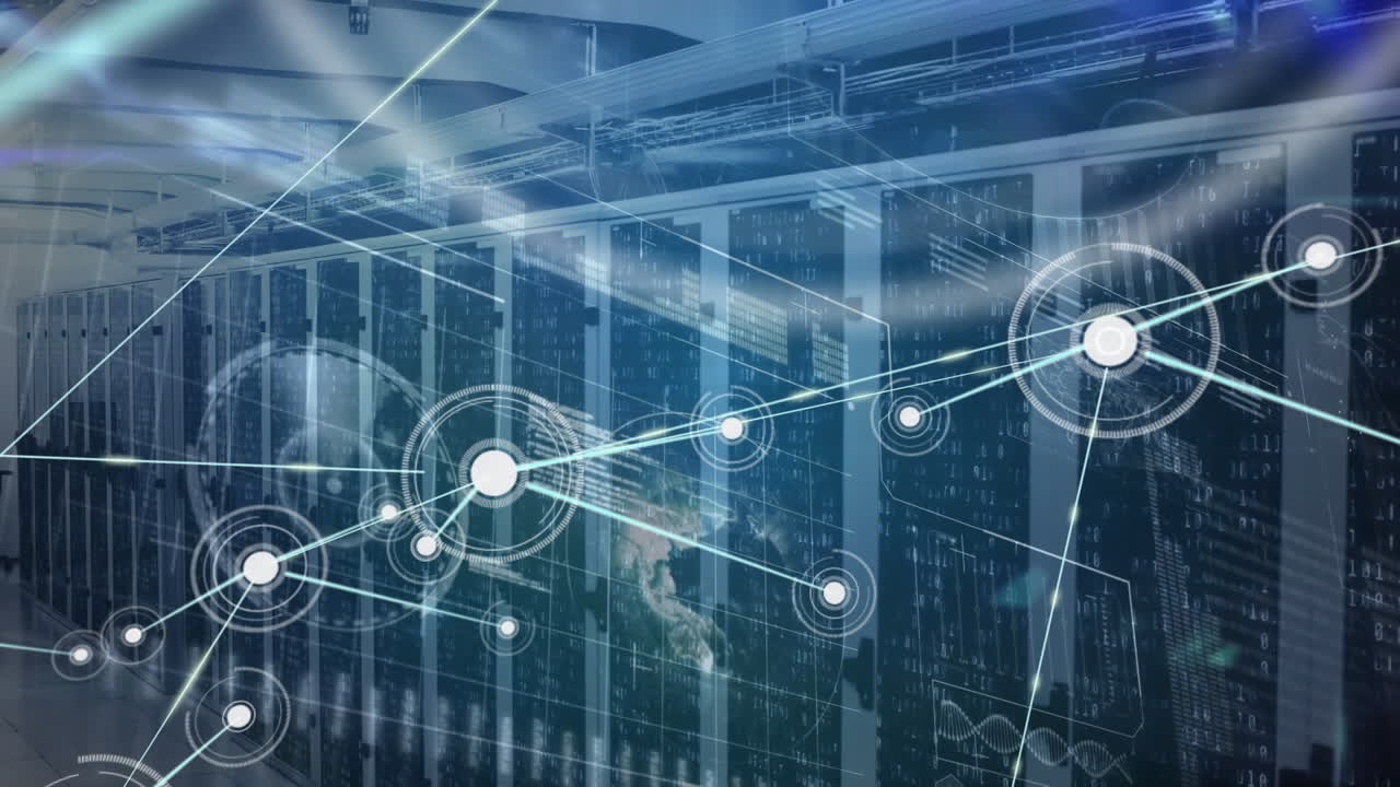 Animation of connections and data processing over servers