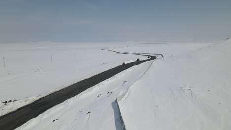 snowcapped way aerial view