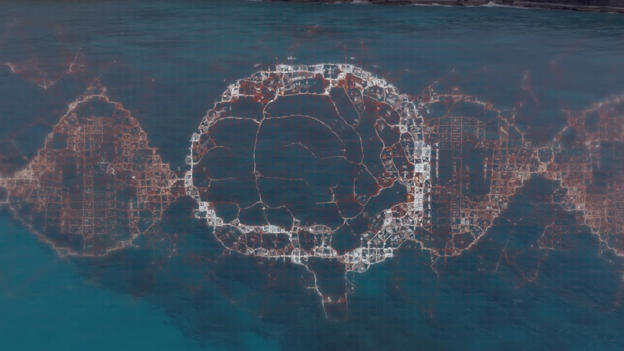 Animation of human brain over seascape