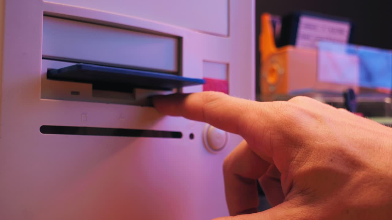 Retro Computer with Floppy Disk