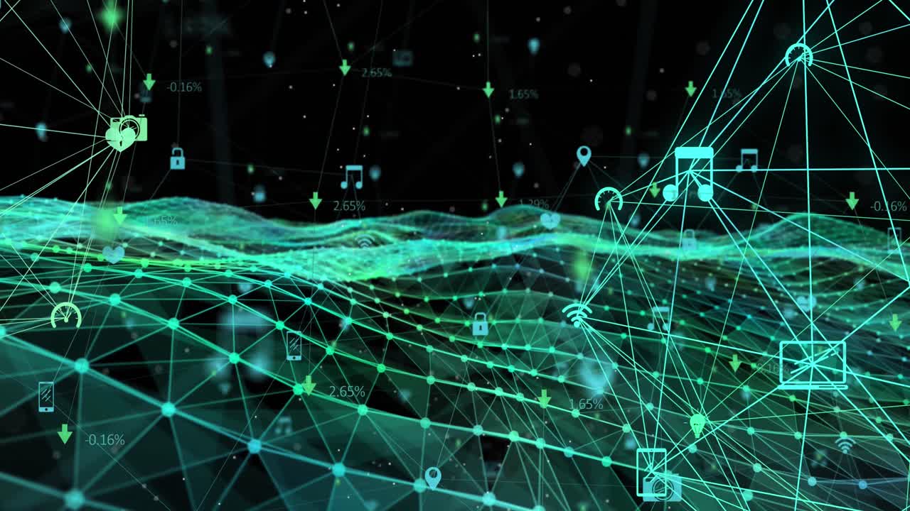 globo de iconos digitales contra las ondas digitales