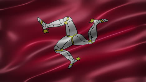 bandera de la isla de hombre, vista frontal, fotograma completo, brillante, elegante textura sedosa, ondeando en el viento, aspecto de película, animación realista 4k cg, elegante, movimiento lento revoloteando, sin problemas de bucle