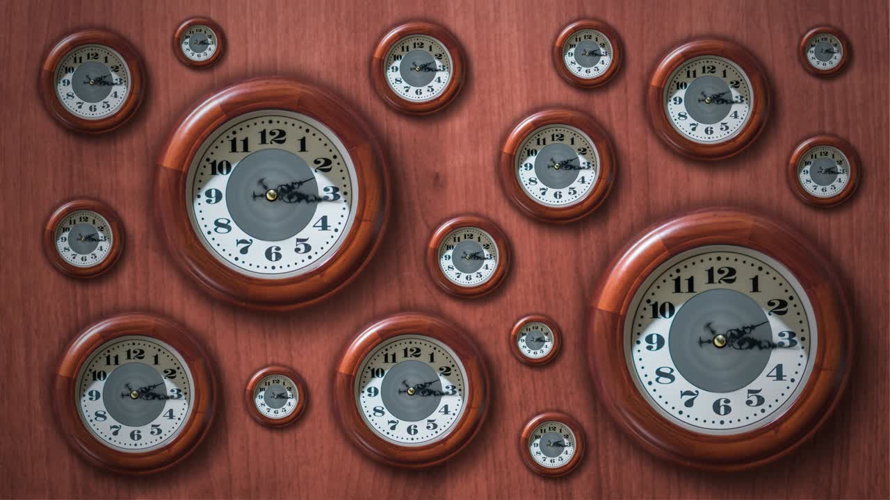 Timelapse of many wooden watches
