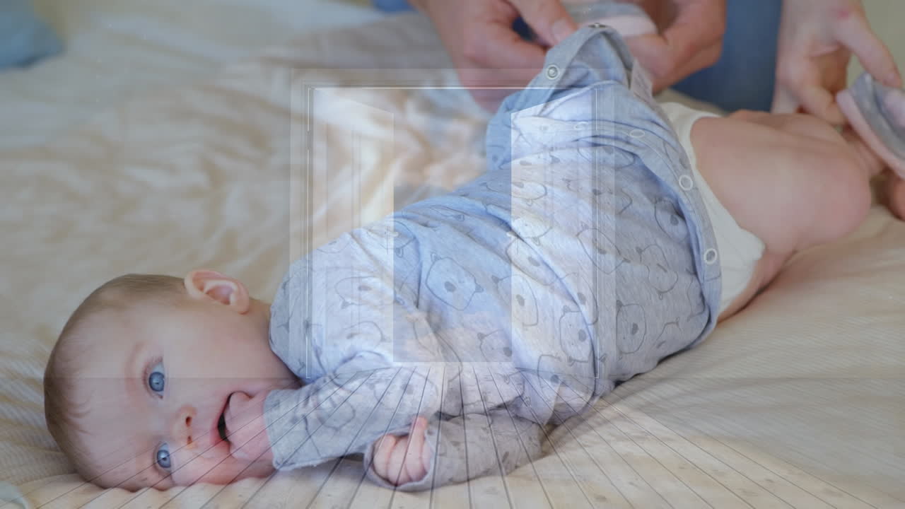 부모 와 함께 아기 위 에 있는 열린 창문 의 애니메이션