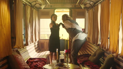vintage train carriage scene