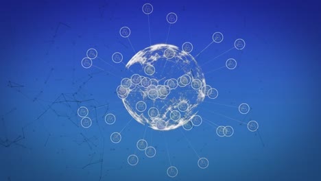 animación de la rotación del globo y red de conexiones