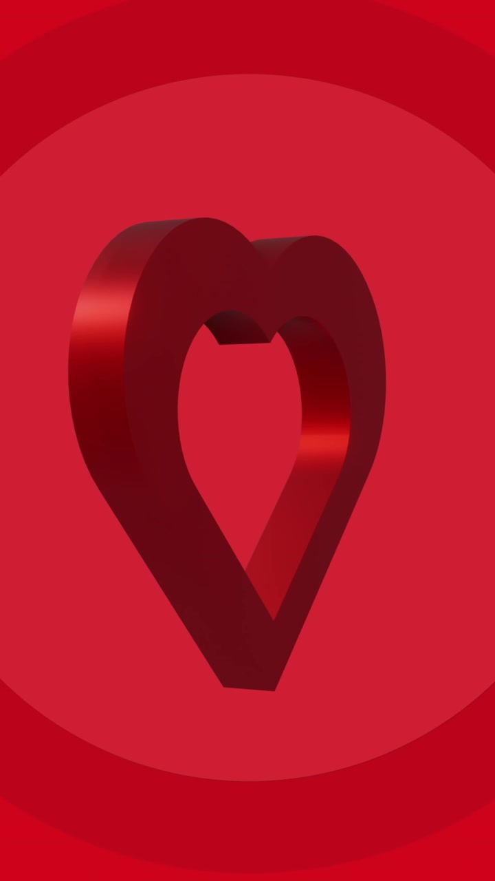 Animazione di cuore rosso su cerchi su sfondo rosso