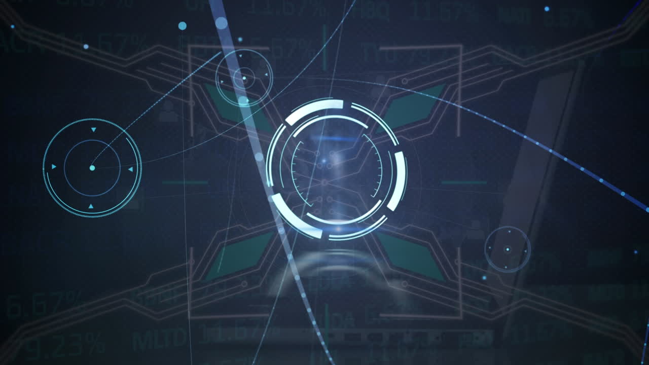 Animazione di una rete di connessioni con icone su scansione dell'area di copertura