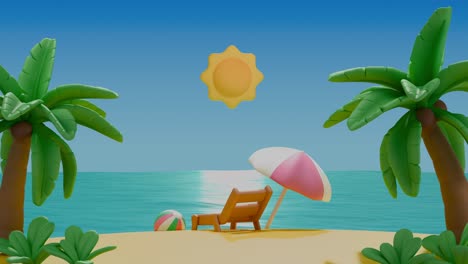 escena de la playa de dibujos animados - día y noche