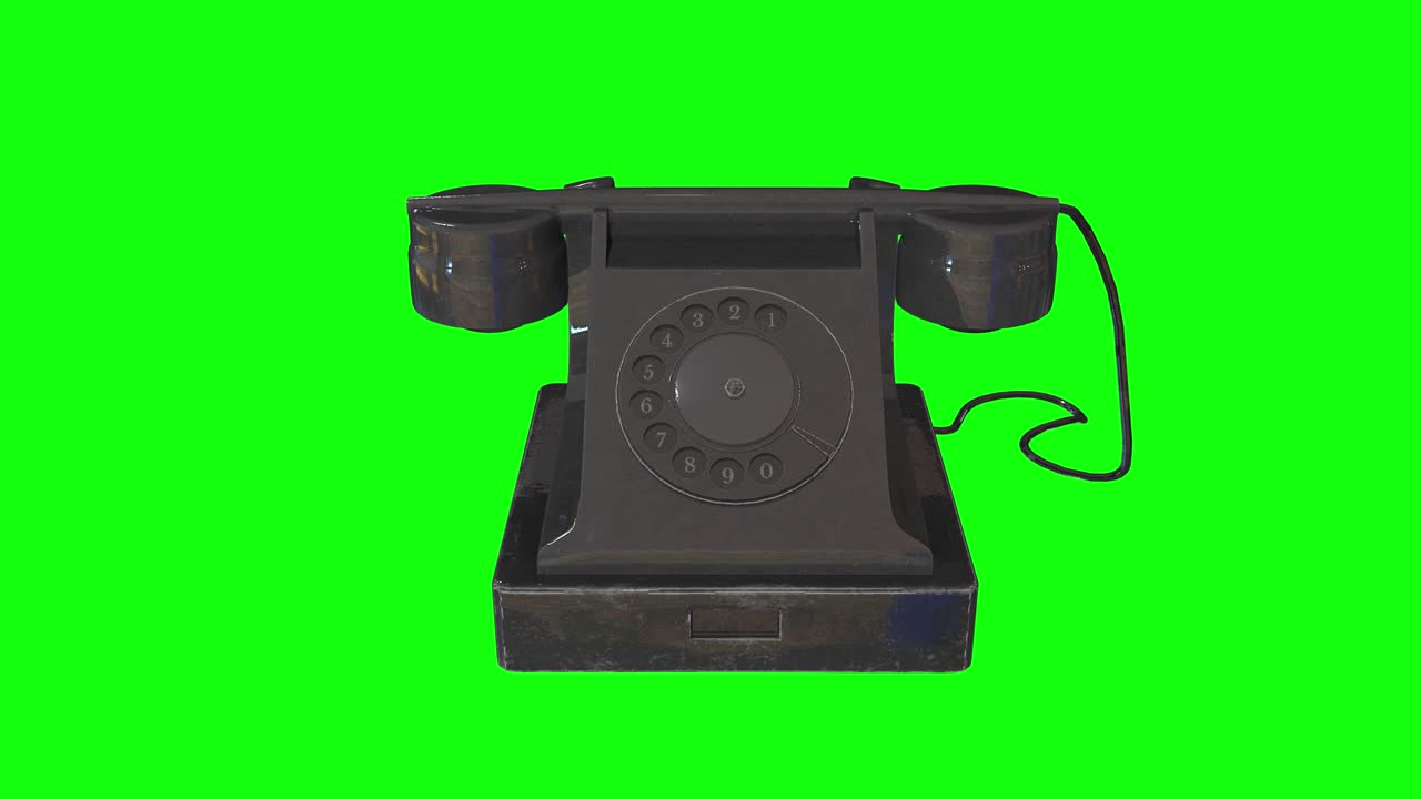 8 animations old vintage retro black telephone rotary dial green screen 3d chroma key