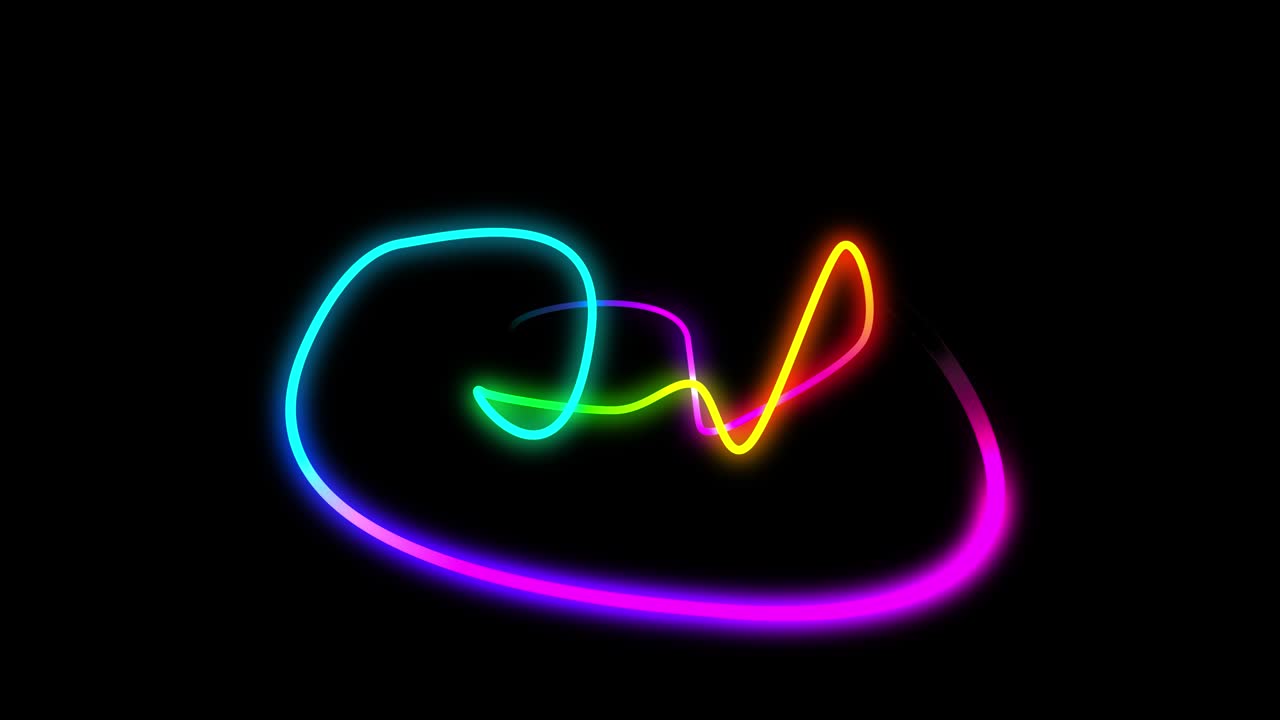 다채로운 빛나는 선들이 정의되지 않은 공간에 그려집니다.