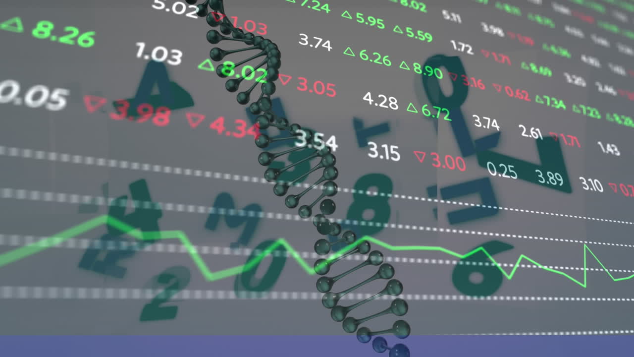 금융 데이터 처리와 함께 dna 가닥 스핀의 애니메이션