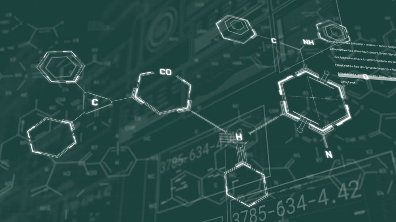 검은 바탕 위의 과학 데이터 처리의 애니메이션