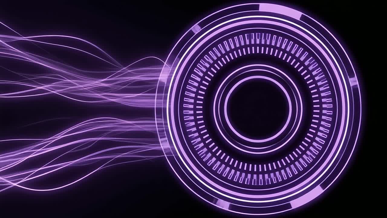 Futuristic HUD Target with Glowing Purple Energy Flow
