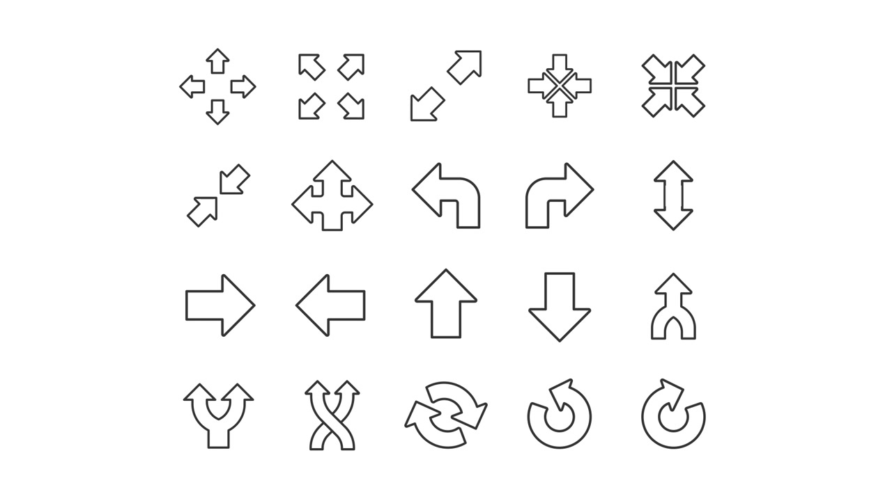 Animated Black Outline Arrow Icons on White Background