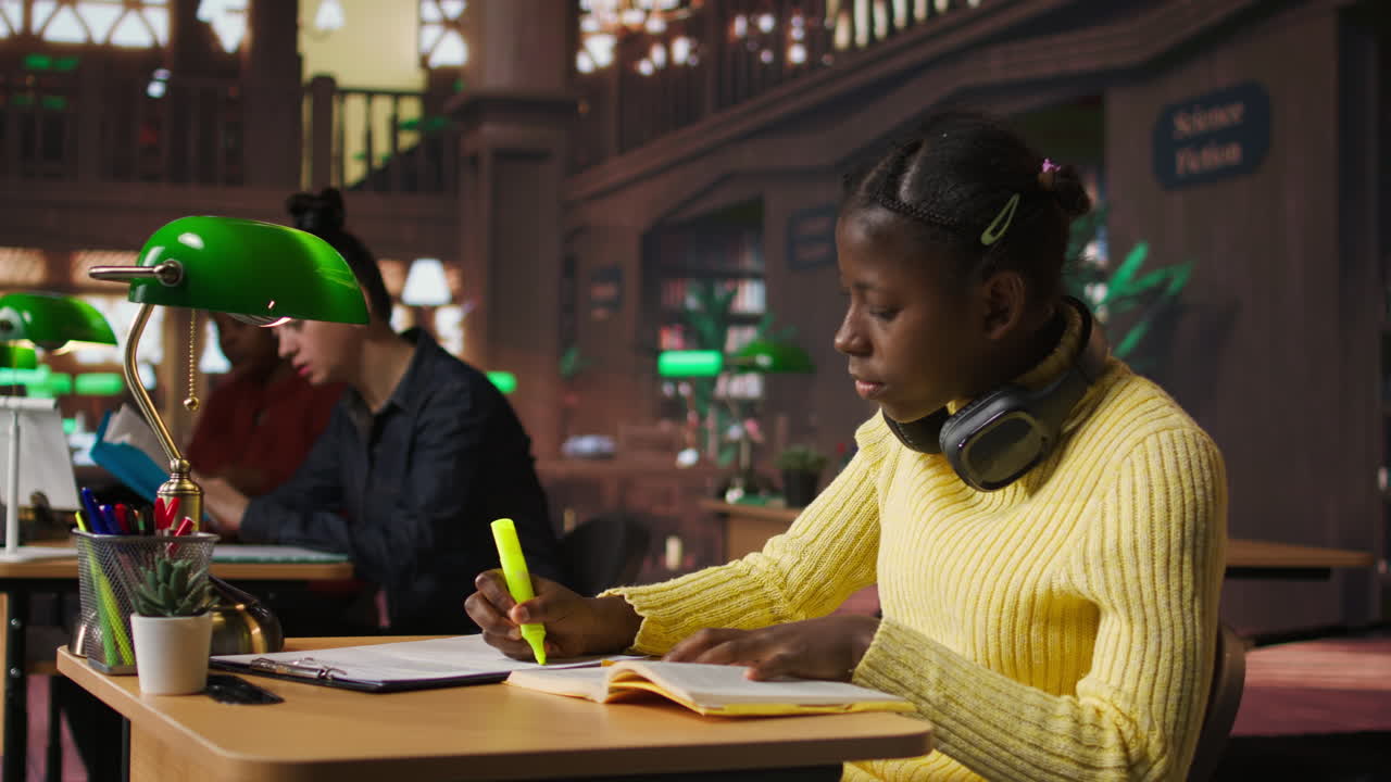 estudiantes que estudian en una biblioteca