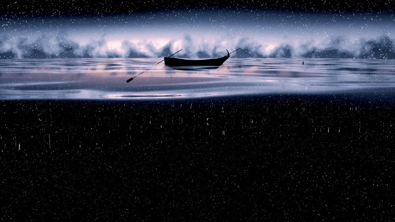 Sebuah Perahu Kecil di Bawah Langit Malam Berbintang