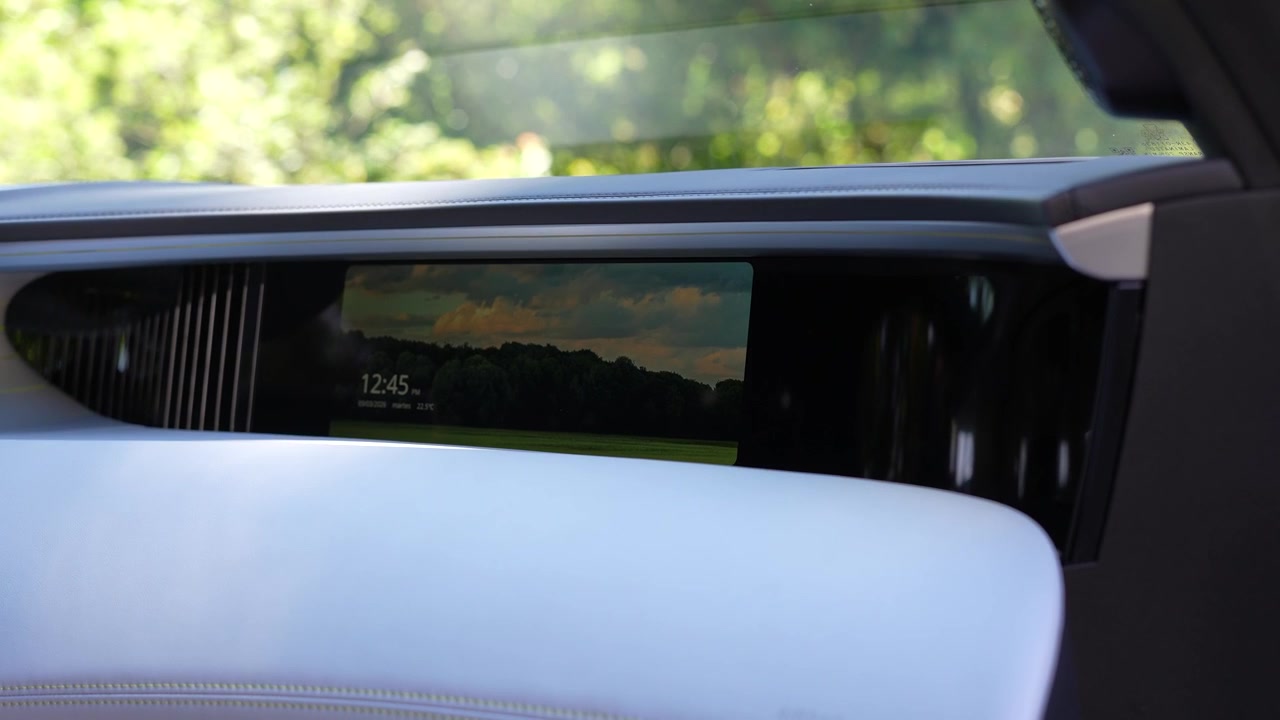 Futuristic smart car display in Avatr 11 showcasing advanced digital dashboard and interface elements. Perfect for mobility trends, tech videos, and modern automotive storytelling. 4K resolution.