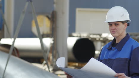 portrait of female manufacturing engineer at plant
