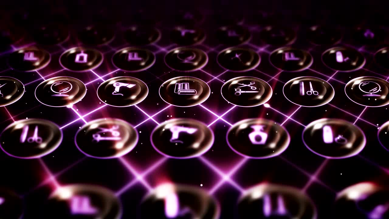 Set of Hairdresser Icons, Hair Salon Item Background, CG Loop Animation,