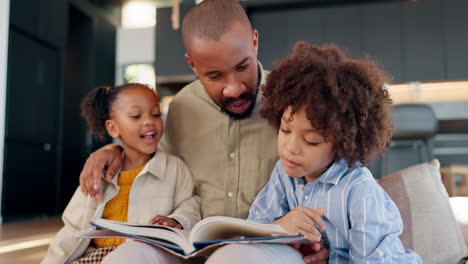 father reading with his daughters