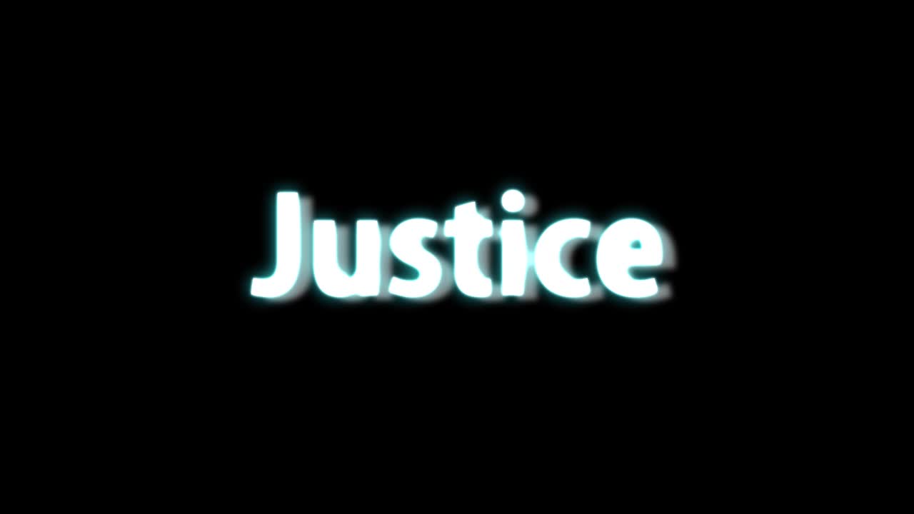 Justice text animation message motion graphics