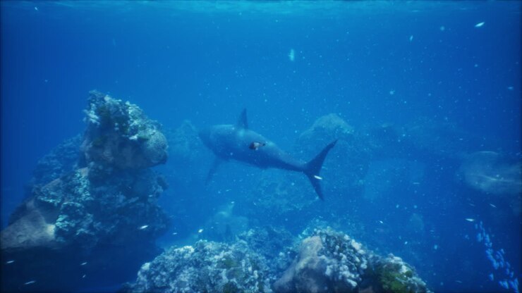 Shark Underwater in Coral Reef