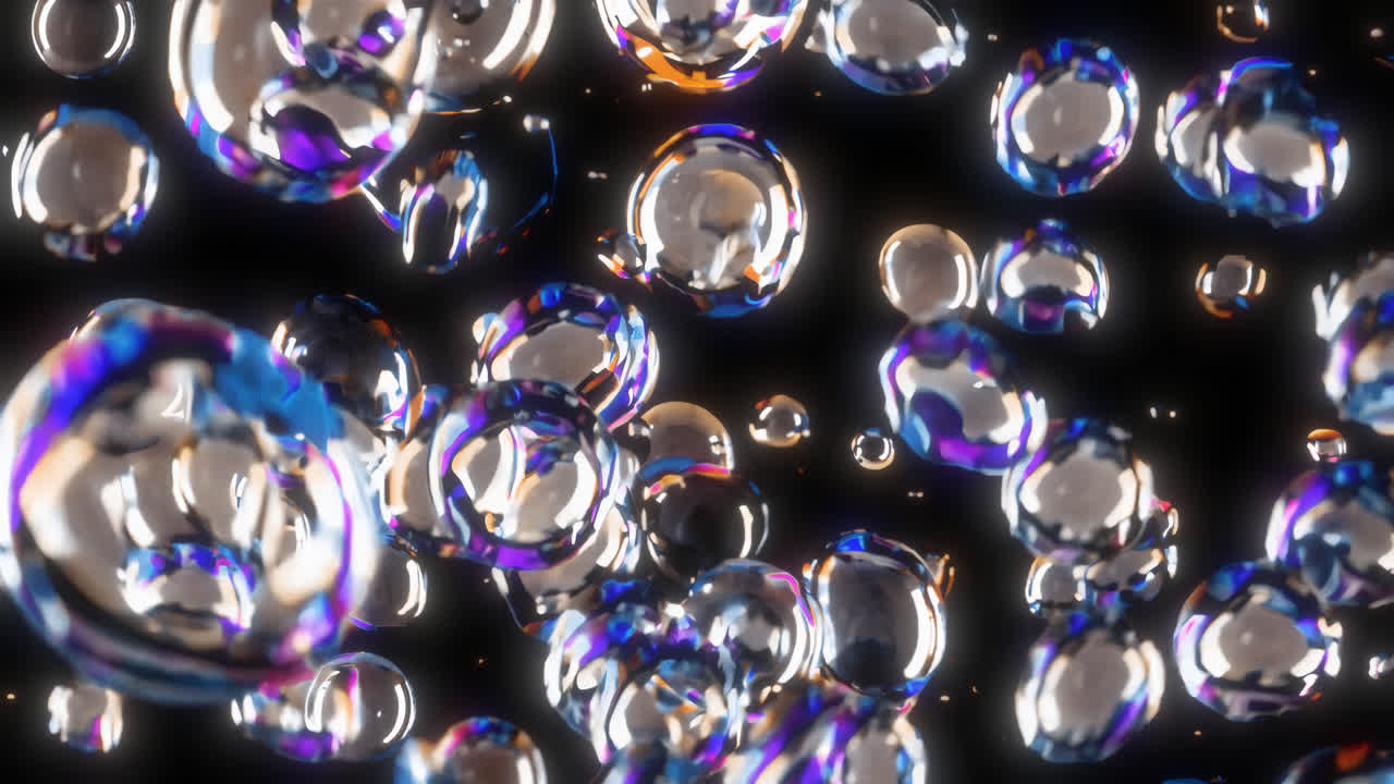 Colorful floating abstract bubbles animated overlay, transparent 4K video, alpha channel, ProRes