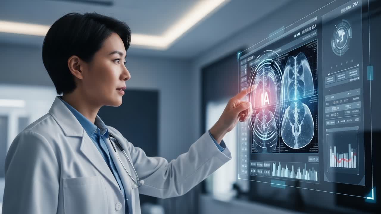 Medical Professional Engaged with Advanced AI Technology for Brain ...