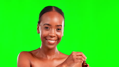 Green-screen,-skincare-and-black-woman-with-beauty