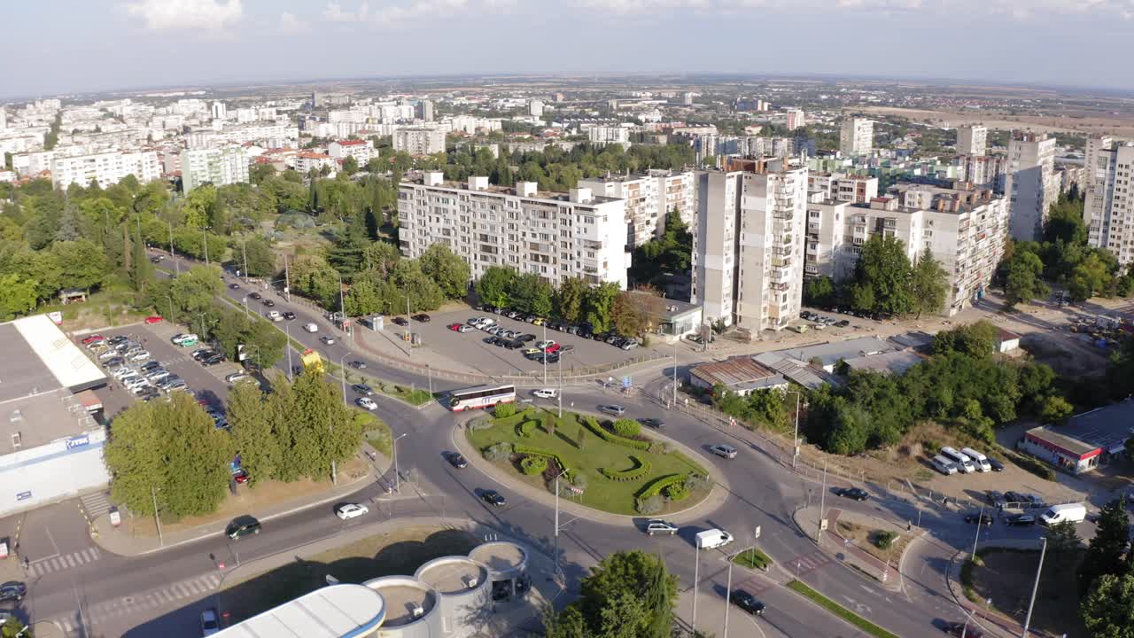 Вид с воздуха на город Стара Загора в Болгарии.