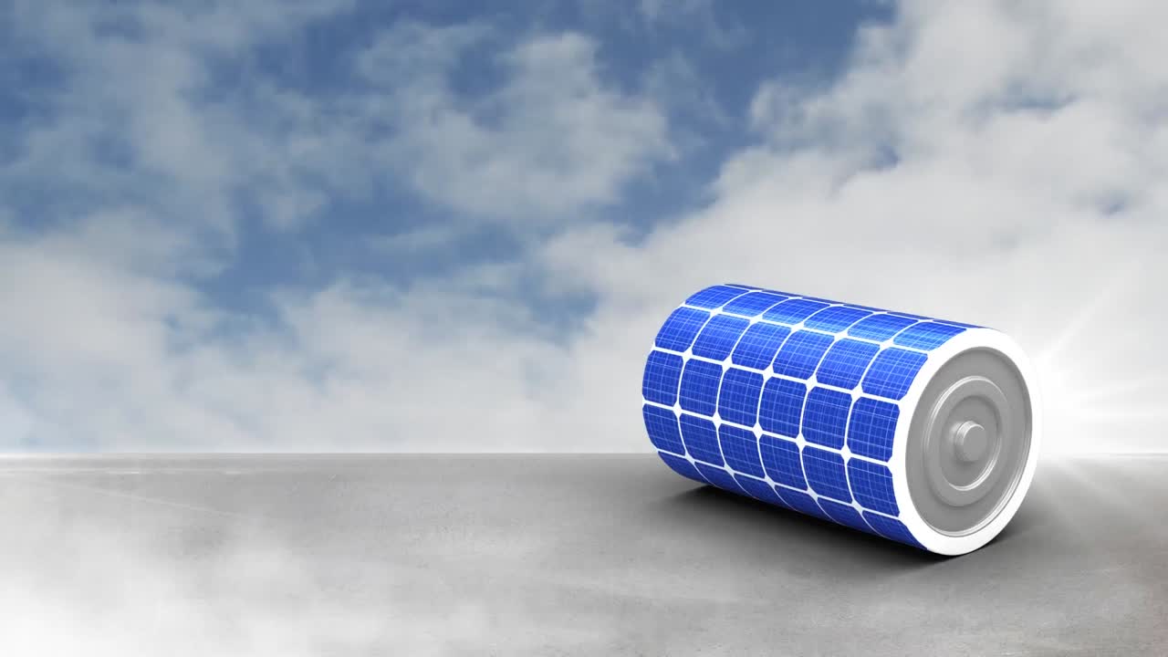 하늘을 배경으로 한 태양 패널의 애니메이션