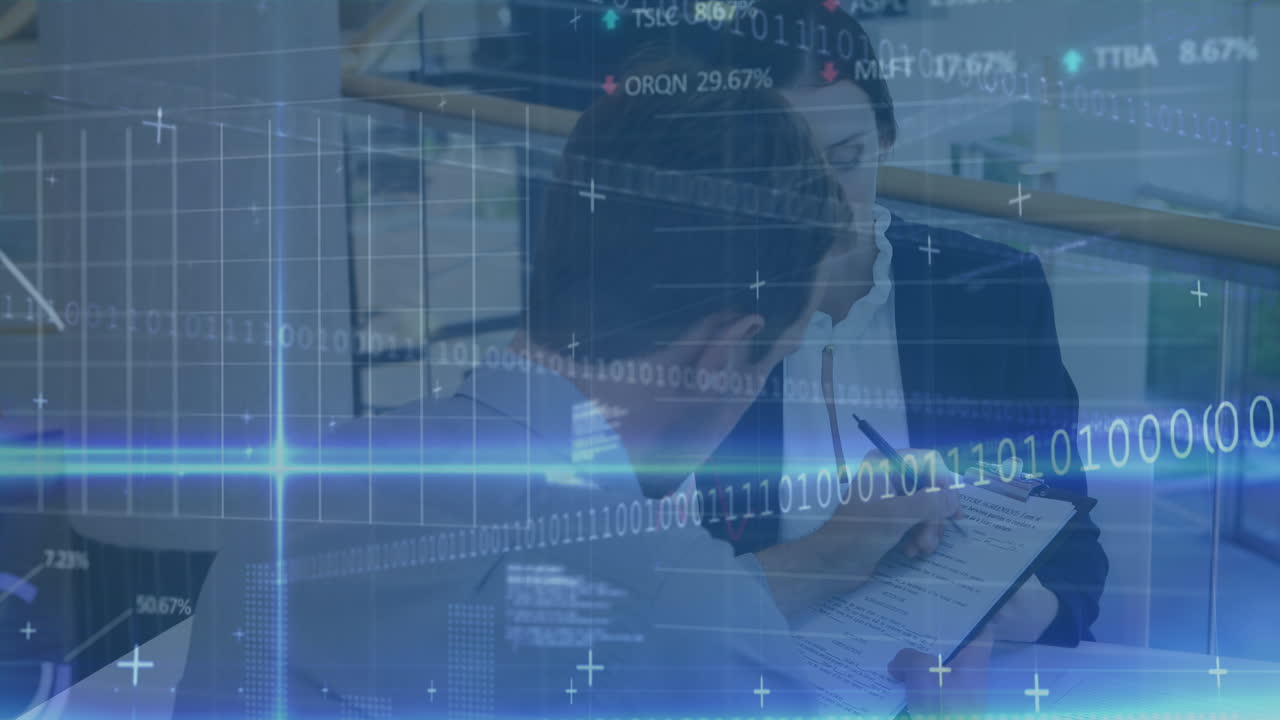 animación del procesamiento de datos financieros sobre las empresas personas