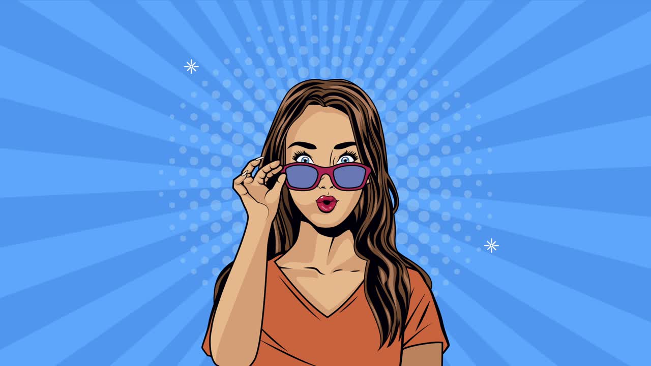 Kadınlı pop art tarzı animasyon