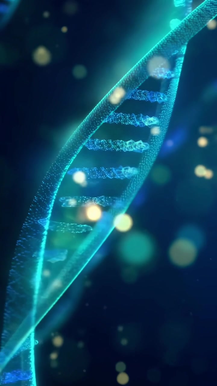Struttura a doppia elica di DNA digitale rotante con particelle luminose