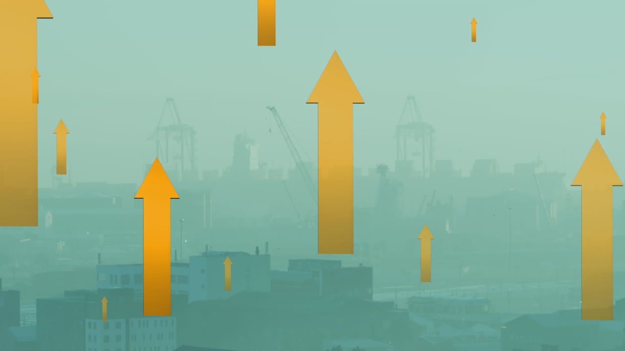 Animation of arrows icons over building site
