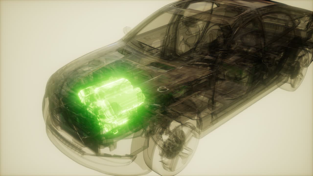 자동차 엔진이 자동차에서 보입니다.