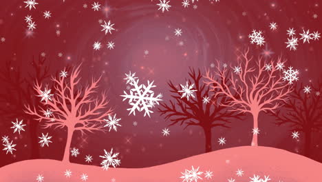 Animation-of-snow-falling-over-christmas-winter-scenery