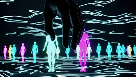 hand picking a person in a virtual world