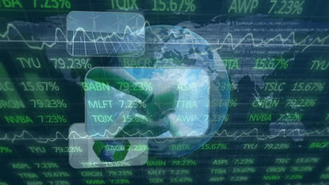 animación del procesamiento de datos financieros en todo el mundo y datos financieros