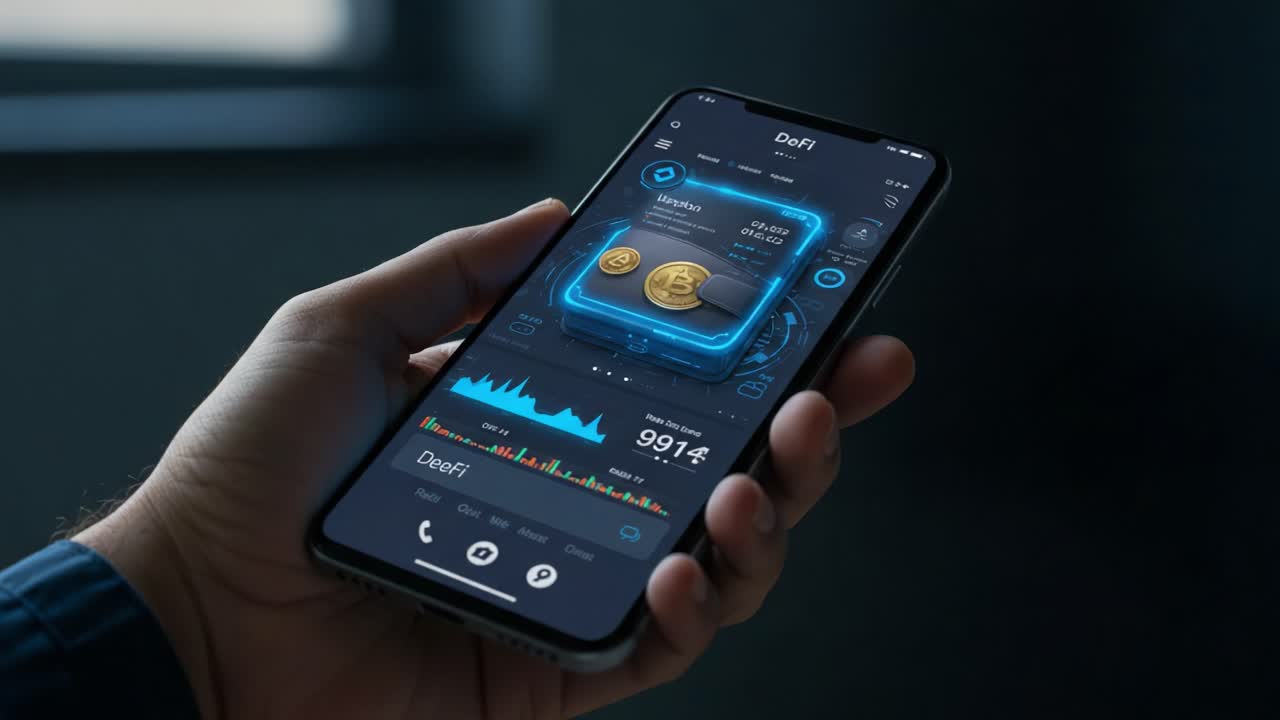 Exploring Decentralized Finance: A Close-Up on Cryptocurrency Management Interface Highlighting Real-Time Data and Virtual Coins