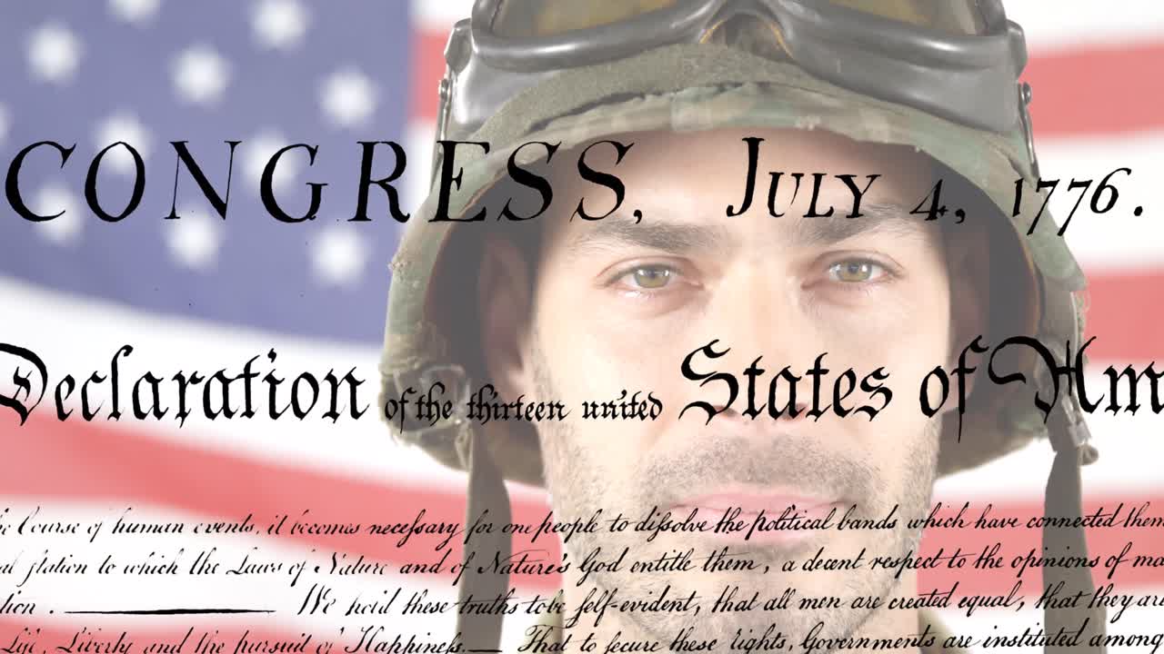 코카시아 군인 과 미국 국기 에 대한 기사 텍스트 의 애니메이션