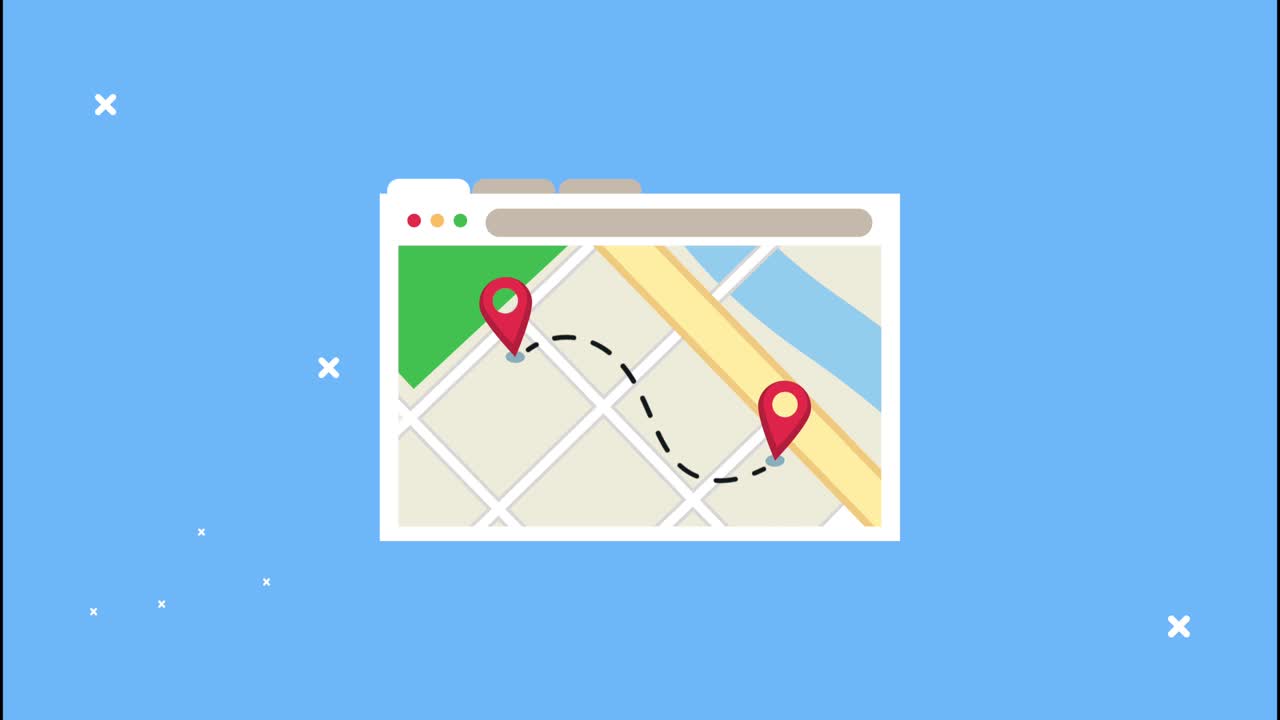 servicio logístico de entrega con guía de mapas en la plantilla de la página web y ubicación del pin