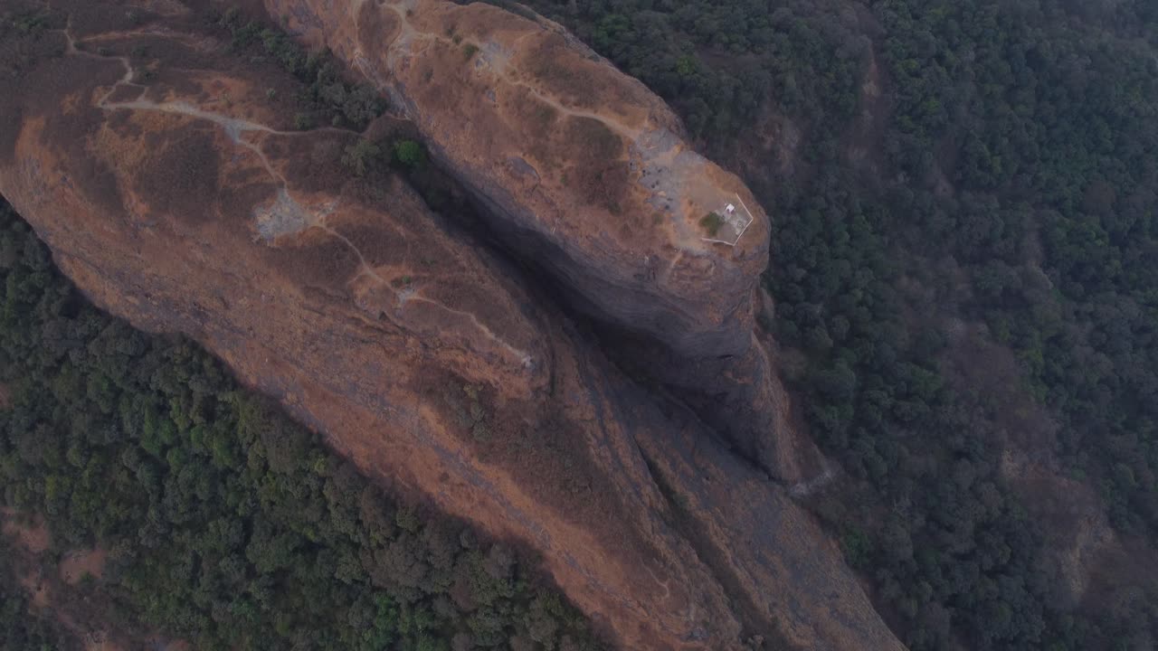 Sahyadri mountain range in Lonavala, montane forests and ecosystem, Maharashtra, Drone shot