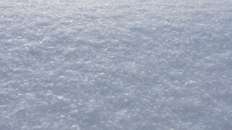 Hermosas-Estrellas-De-Copos-De-Cristal-De-Nieve-Crujientes-Caen-Sobre-Un-Suelo-Blanco-Brillante,-Cierran-La-Inclinación-Hacia-Abajo-En-Cámara-Lenta