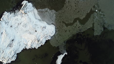 Drone-Vista-De-Arriba-Hacia-Abajo-Del-Paisaje-De-Agua-Nevada