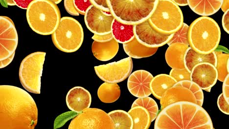 fondo de naranjas caídas, bucle, 60 fps, con canal alfa